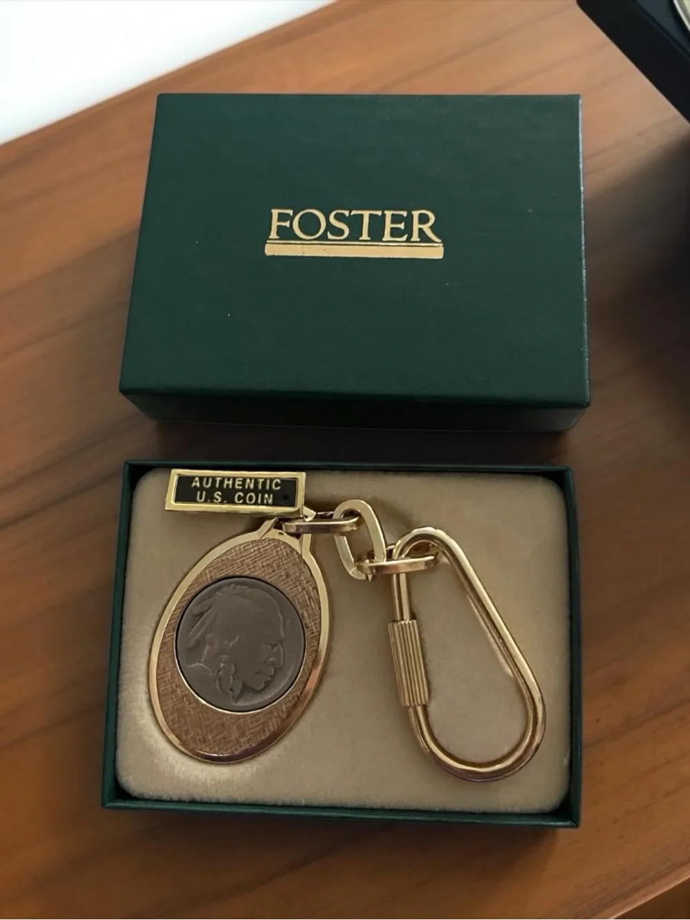 Oster Gold-Tone Buffalo Nickel Key & Card Holder Keychain